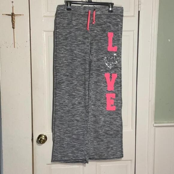 No Boundaries Pants - No Boundaries thin grey & pink sweatpants SZ Lg